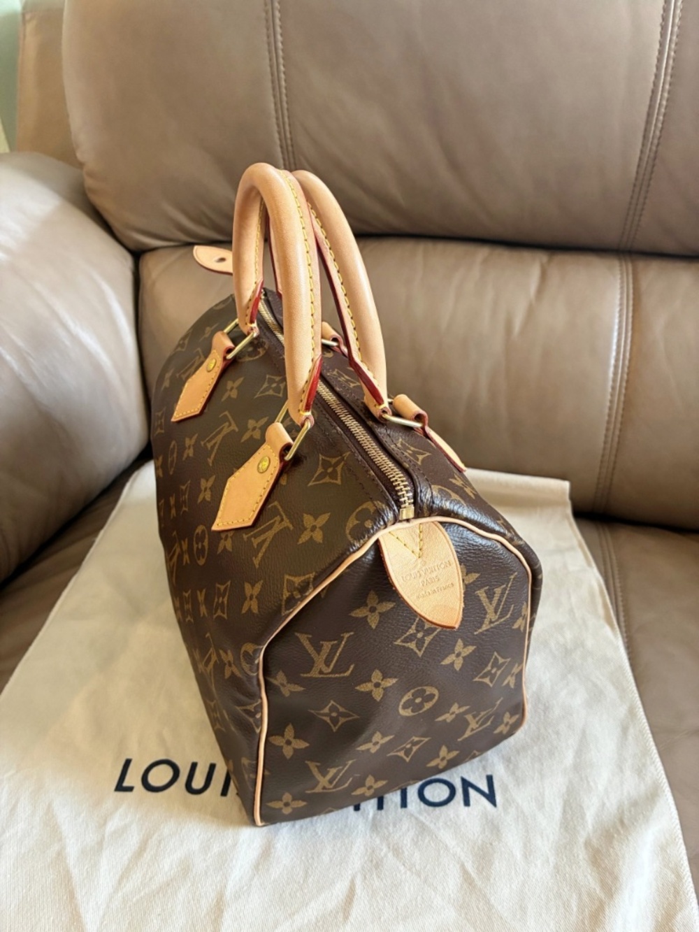 Made in France MicroChip Louis Vuitton Monogram Speedy 25 Classic New Model Bag - Picture 5 of 16